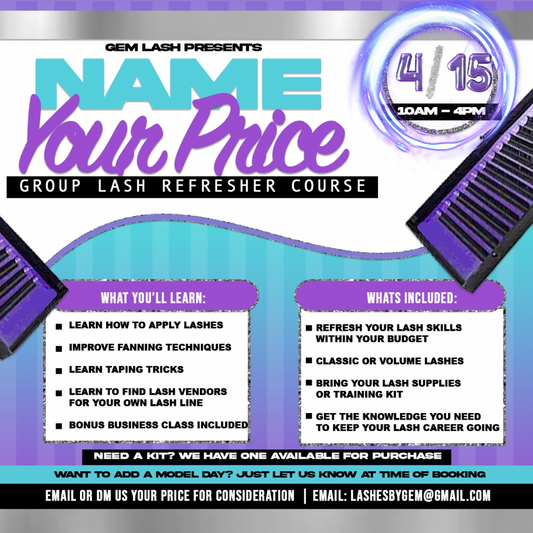 Name Your Price Refresher Lash Training (Deposit)