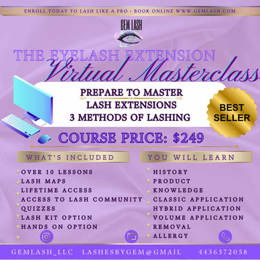 Gem Drop  Eyelash Extension Virtual Master Class